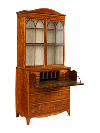 A George III Satinwood Bureau Bookcase
