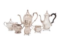 Two American Silver Three-Piece Coffee Services