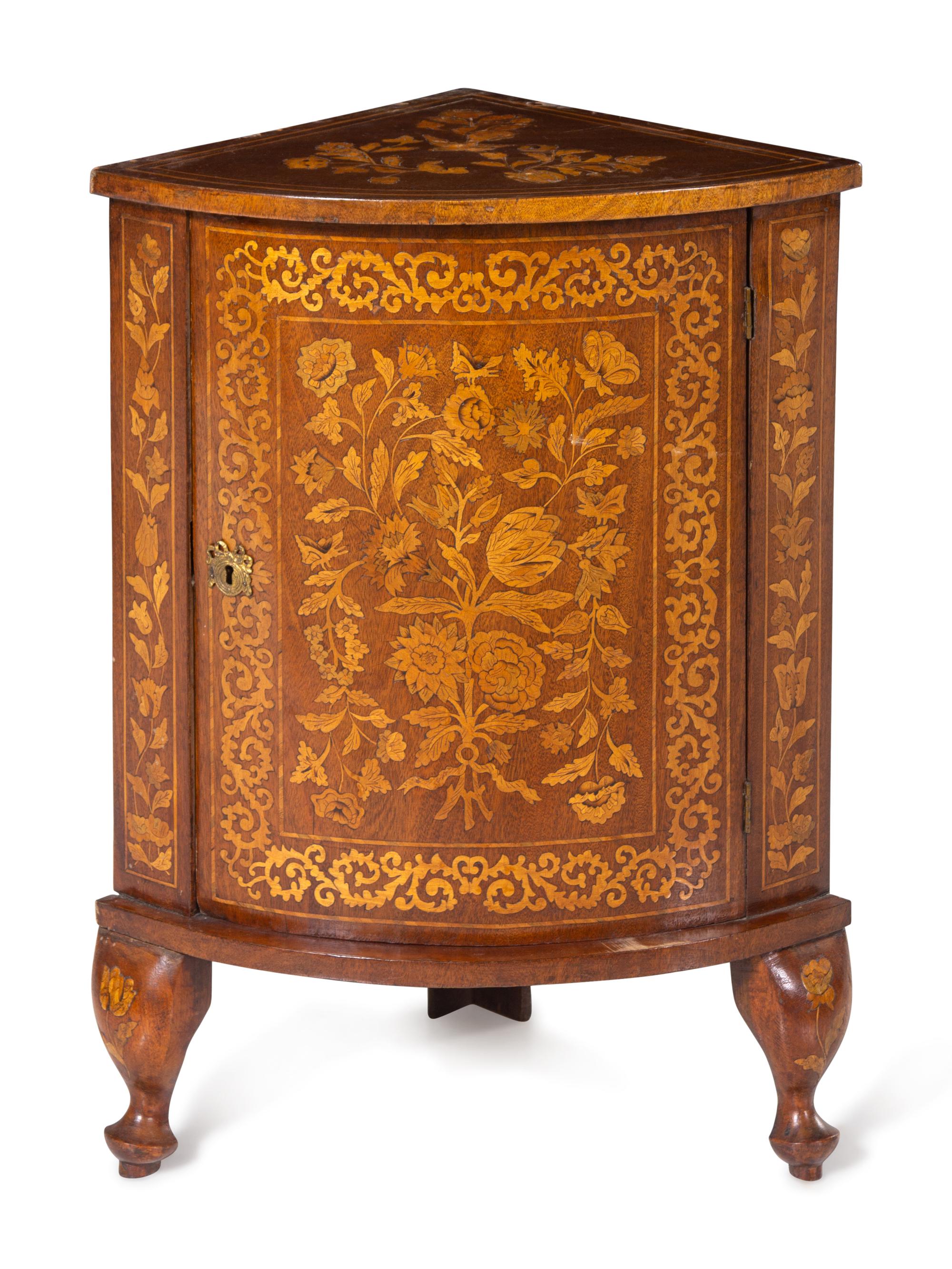 A Dutch Marquetry Corner Cabinet