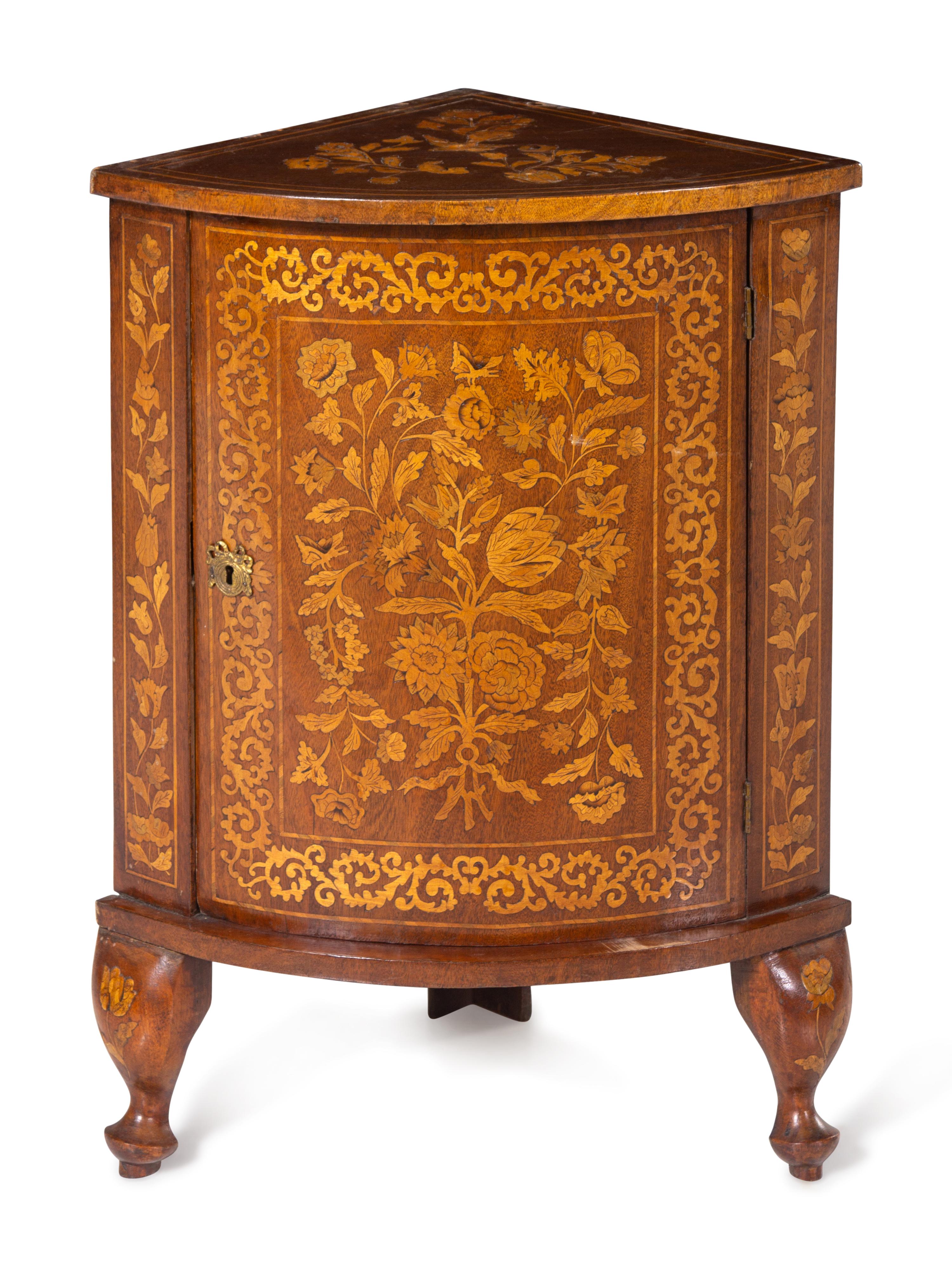 A Dutch Marquetry Corner Cabinet