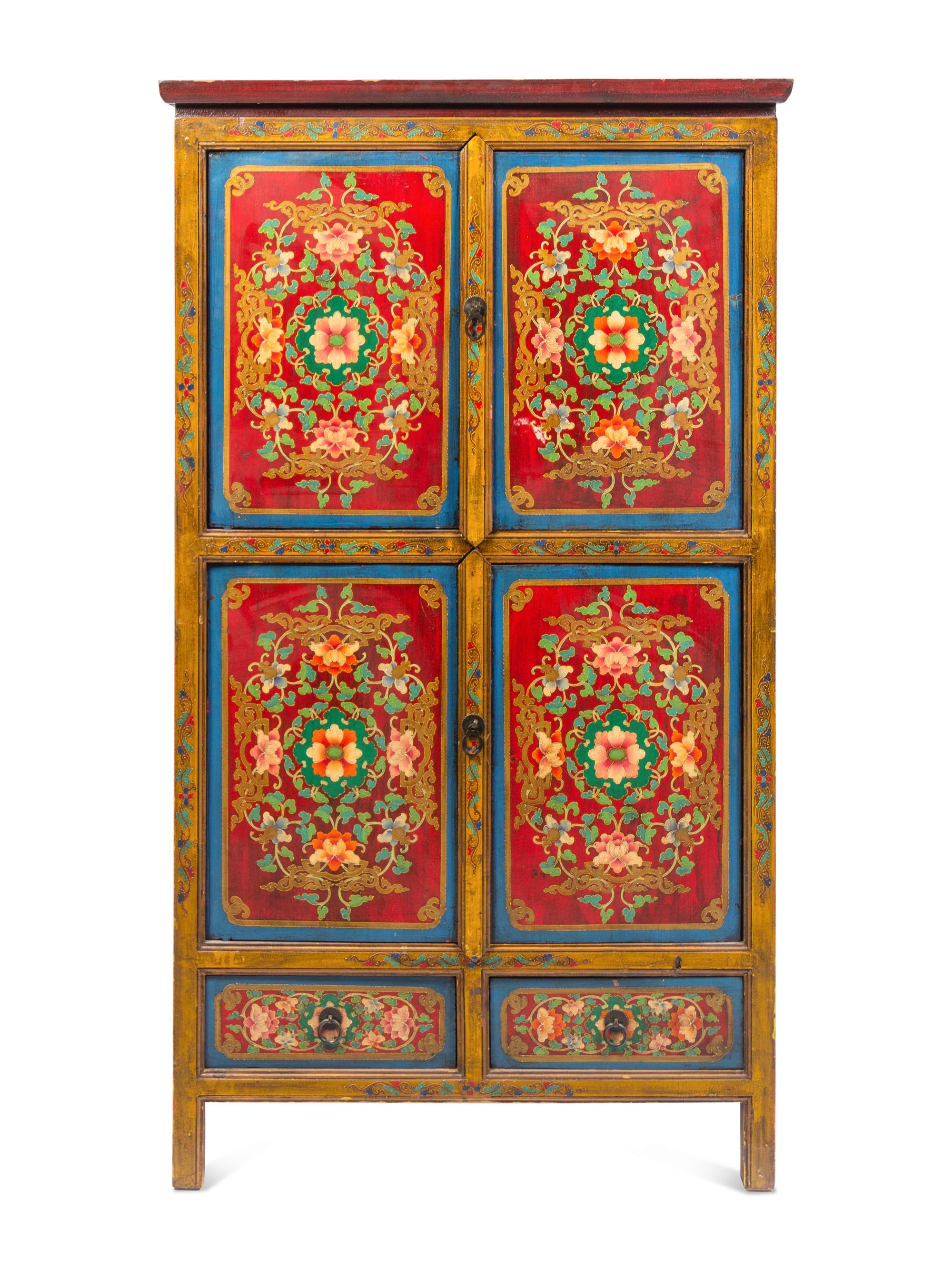 A Tibetan Painted Cabinet