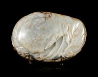 A Large Russet and Greyish White Jade Boulder