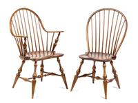 Two Windsor Style Chairs, likely Douglas R. Dimes Height of taller 39 inches. — 20TH CENTURY