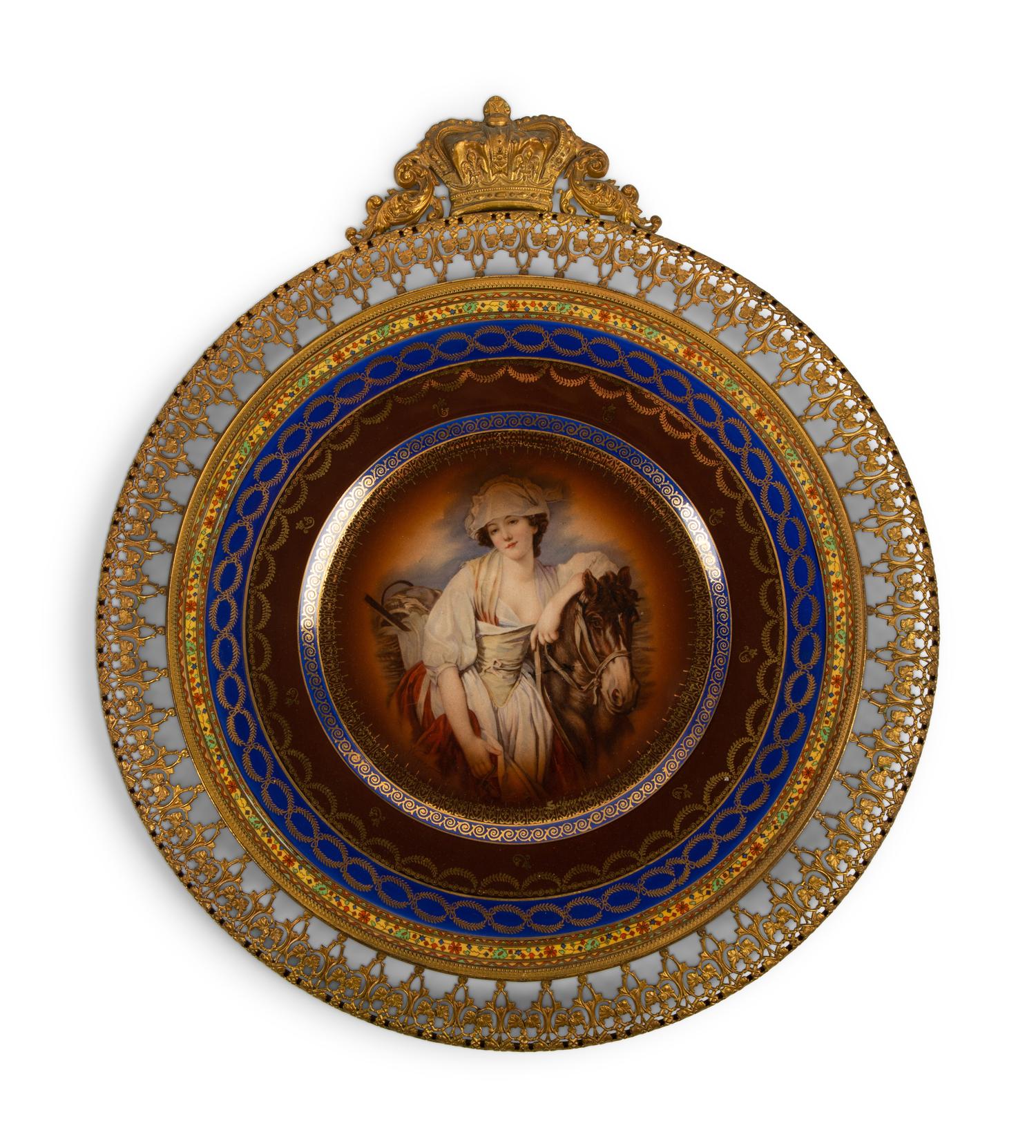 A French Porcelain Portrait Plate Mounted in a Gilt Metal Frame — 19TH CENTURY