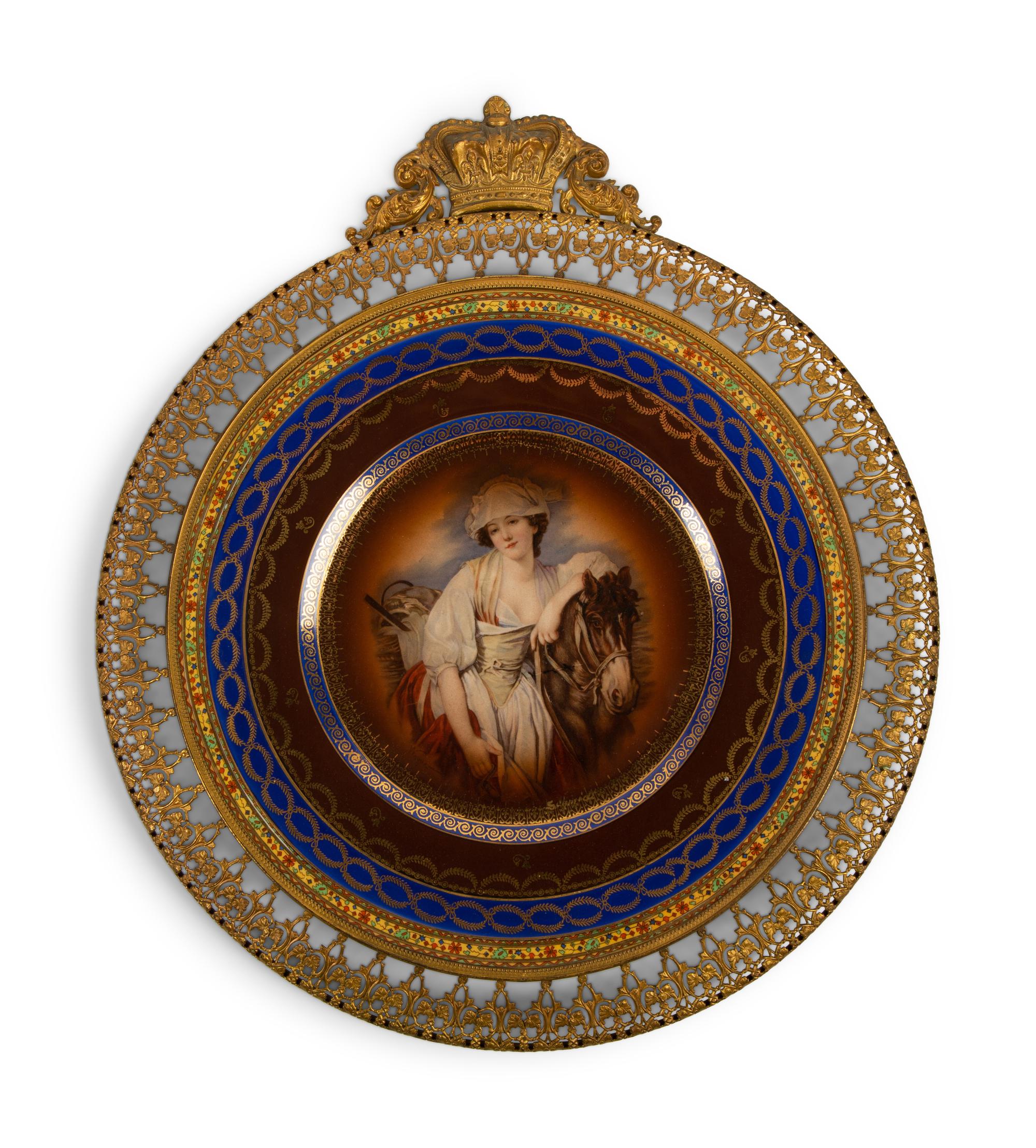 A French Porcelain Portrait Plate Mounted in a Gilt Metal Frame — 19TH CENTURY