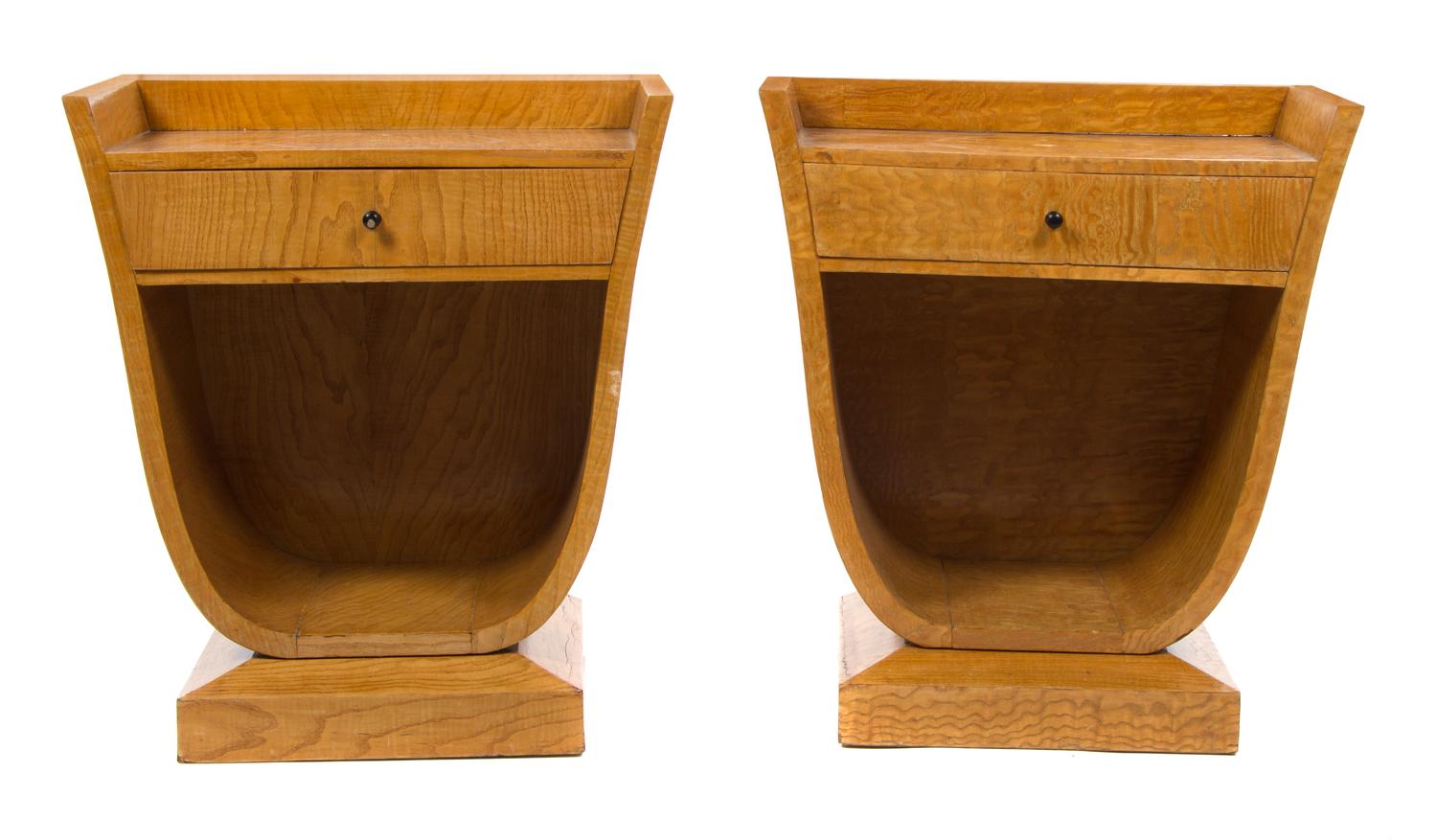 A Pair of French Art Deco Side Tables Height 23 x width 21 1/4 x depth 11 1/2 inches.
