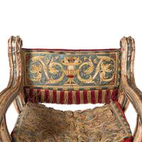 A Pair of Venetian Painted Savonarola Armchairs