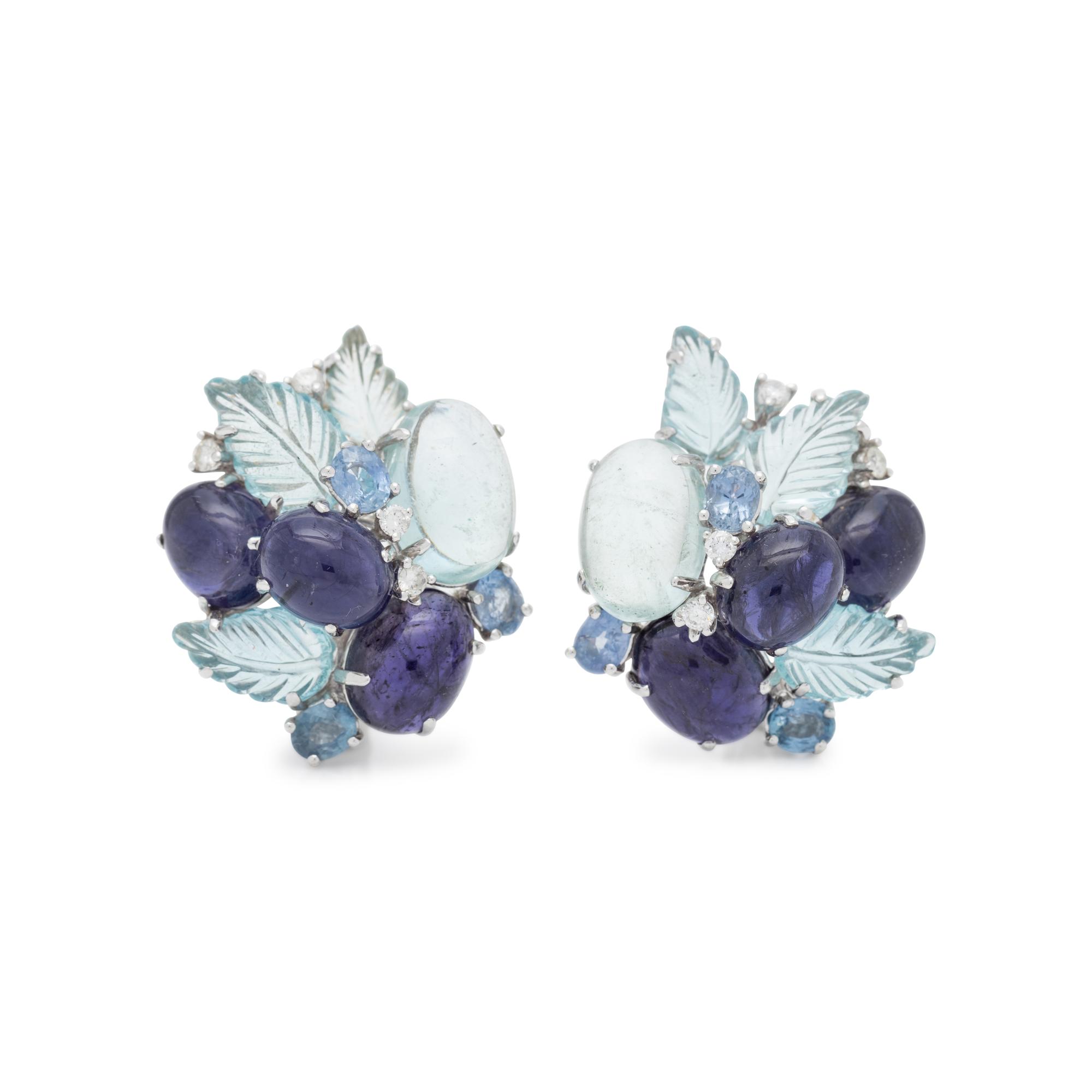 GEMSTONE AND DIAMOND EARCLIPS