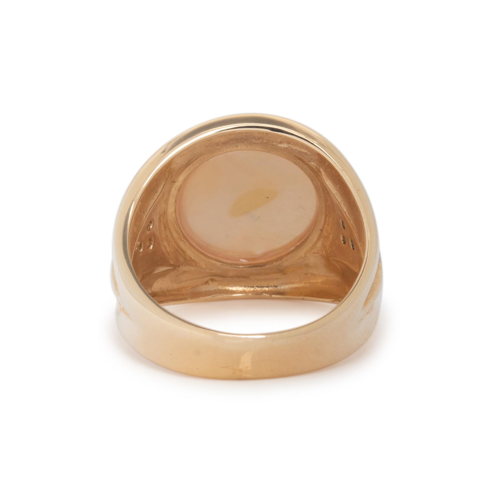 CULTURED MABE PEARL AND DIAMOND RING