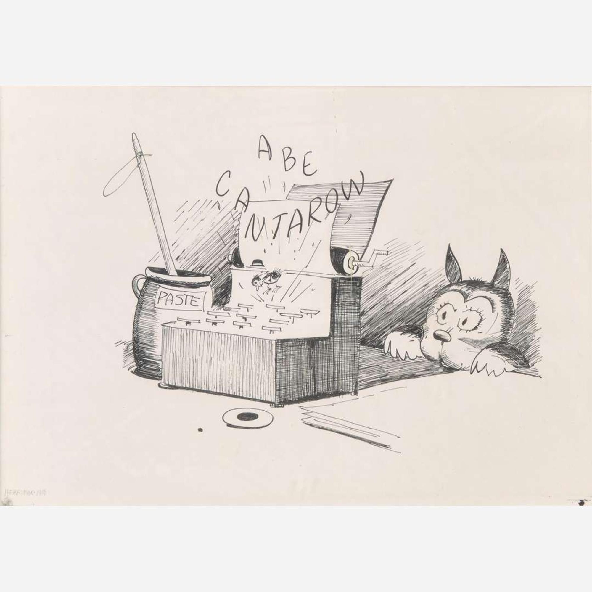George Herriman (American, 1881-1944) Archy and Mehitabel