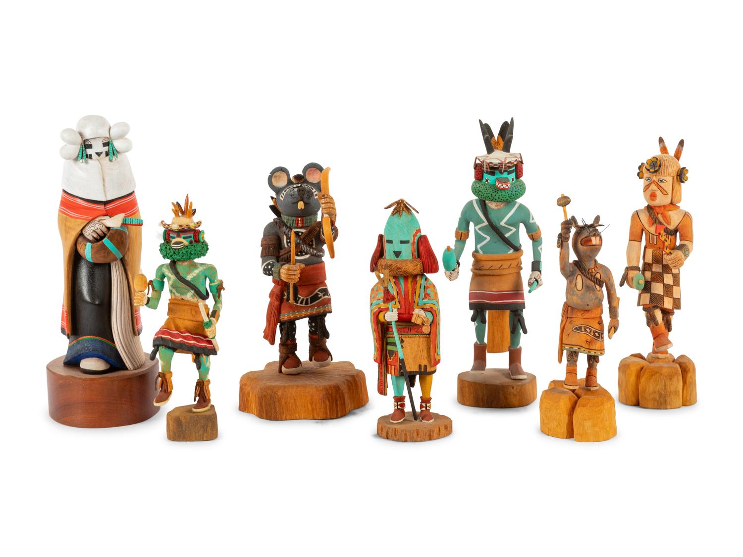 Collection of Hopi Katsinas, Including Nuvak'chin Mana by Wilmer Kaye