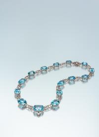 An Important Platinum, Aquamarine and Diamond Necklace, Tiffany & Co., Circa 1915, 55.90 dwts.