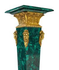 A Pair of Louis XVI Style Gilt Bronze Mounted Malachite Pedestals