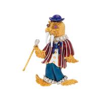 YELLOW GOLD, DIAMOND AND ENAMEL WALRUS BROOCH