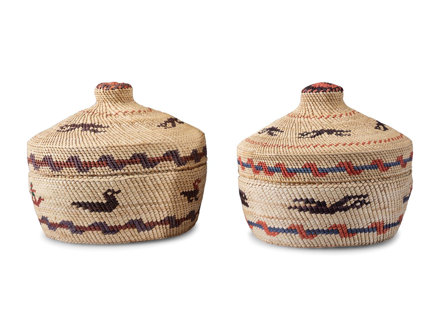 Polychrome Lidded Baskets