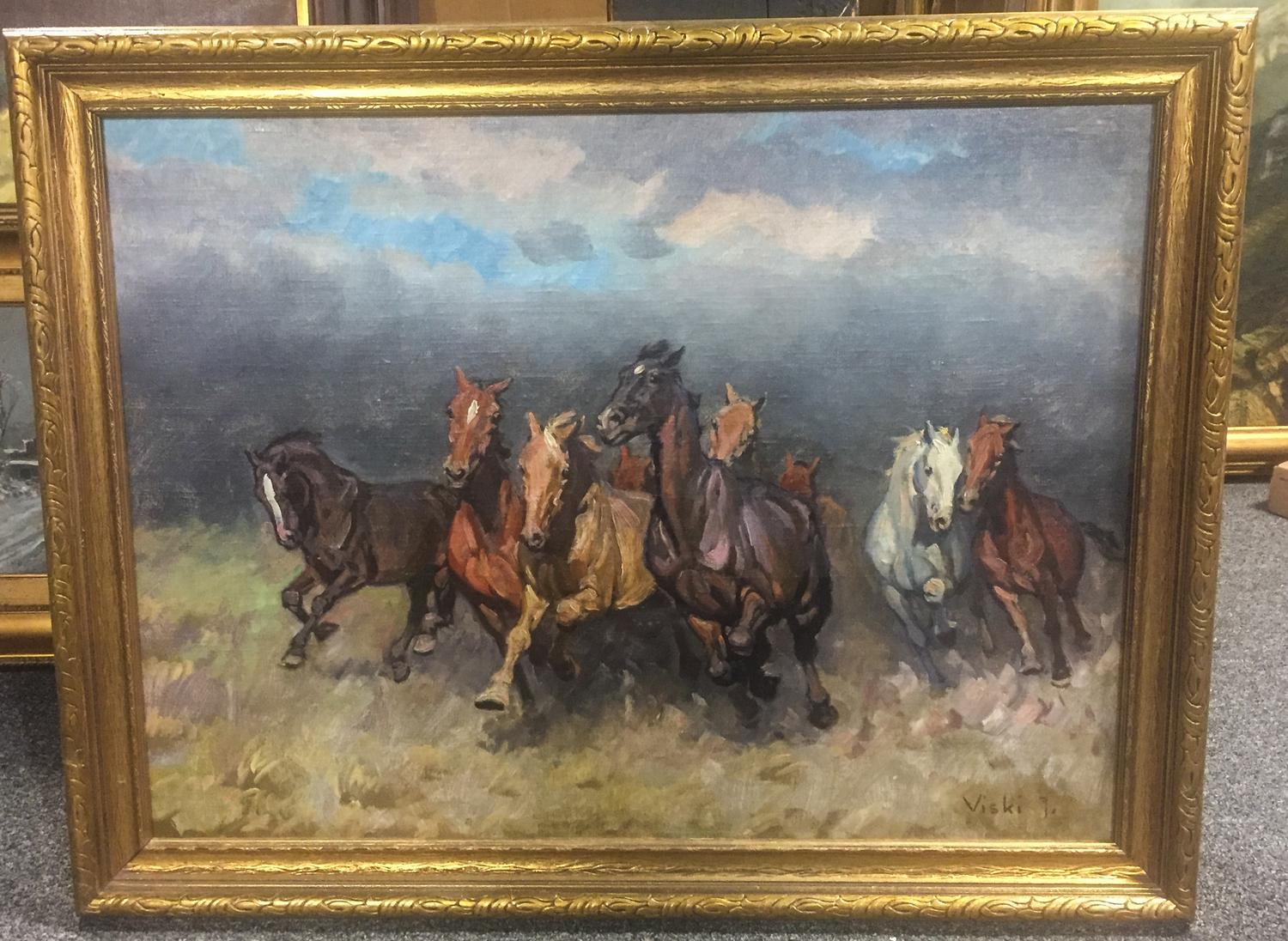 Janos Viski, (Hungarian, 1891–1987), Running Horses