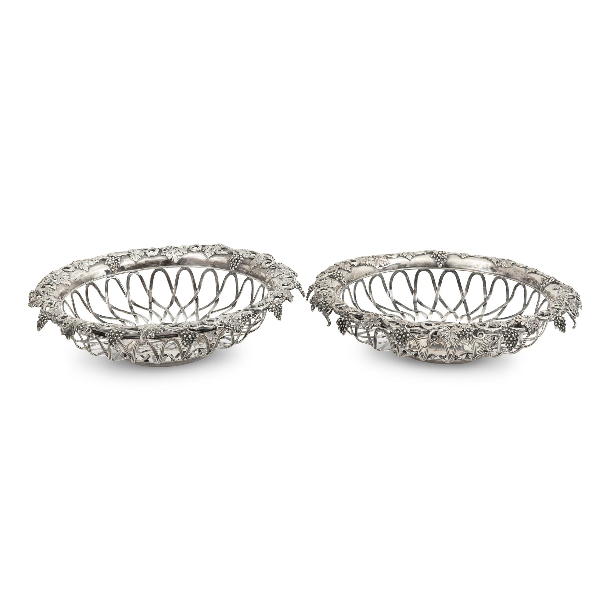 A Pair of William IV Silver Grape Baskets