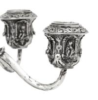 A Pair of German Silver Five-Light Candelabra
