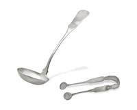 A Federal Silver Punch Ladle And Sugar Tongs