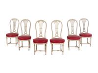 A Set of Six Louis XVI Style Painted Montgolfière Dining Chairs