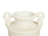 A Pair of Italian White Glazed Ceramic Urns