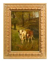 Attributed to George Inness, Jr., (American, 1854-1926), Cows in a Forest Landscape
