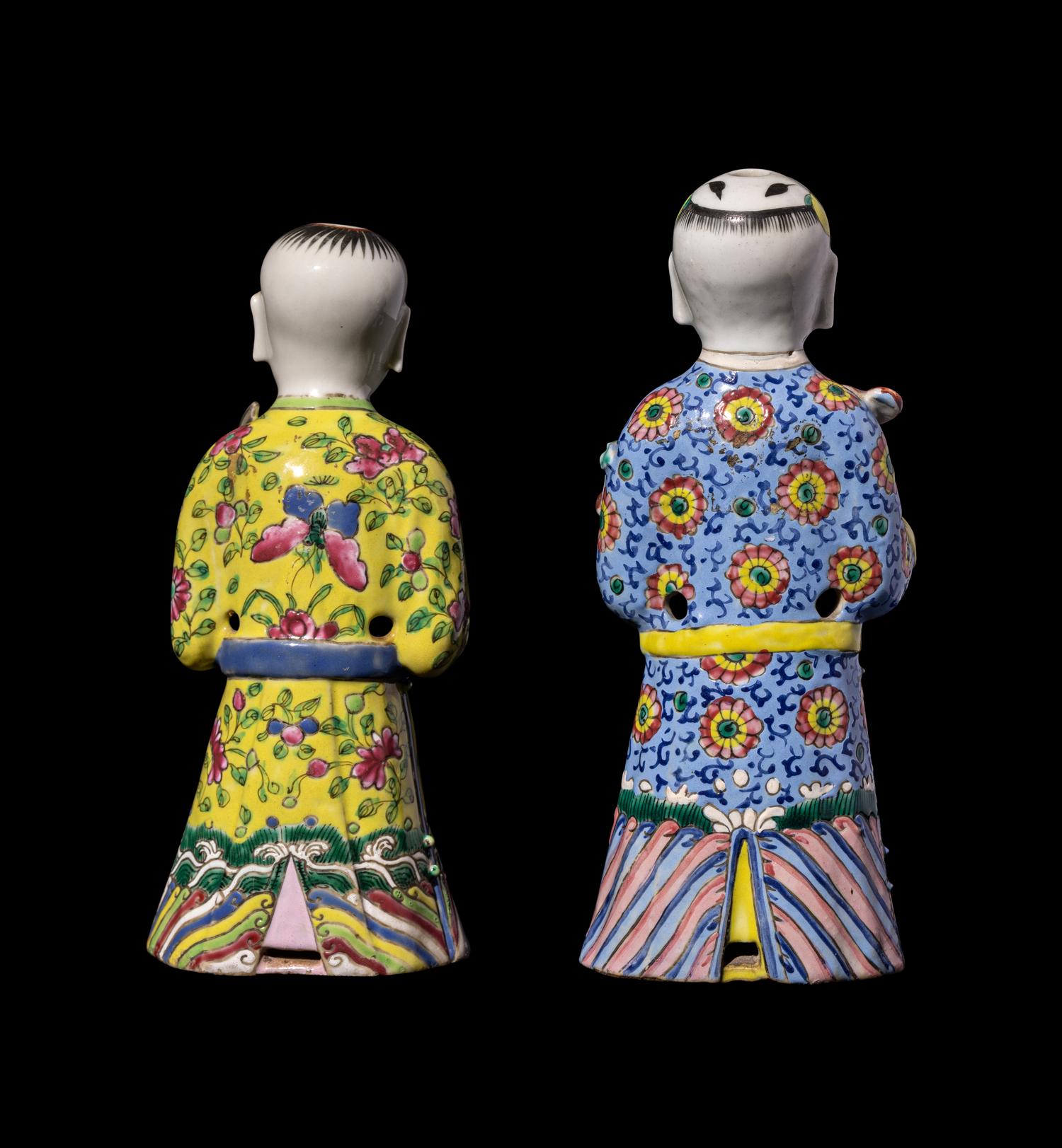 Two Chinese Export Famille Rose Porcelain Figures of Boys