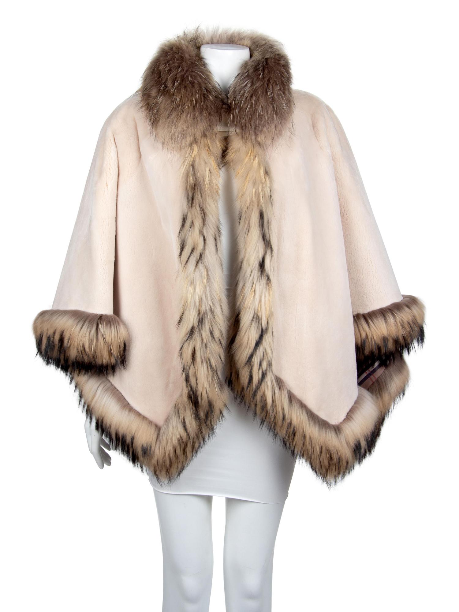 David Green Cream Sheared Fur Cape, 1990-2000s