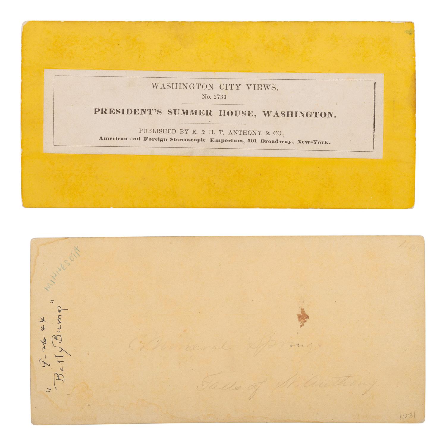 [Lincoln, Abraham] (Nicholay, John). Two Stereoviews, incl. Chippewa Indian Peace Treaty View