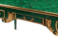 A Louis XV Style Gilt Bronze Mounted Malachite-Veneered Bureau Plat