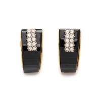 BIRKS, ONYX AND DIAMOND EARCLIPS