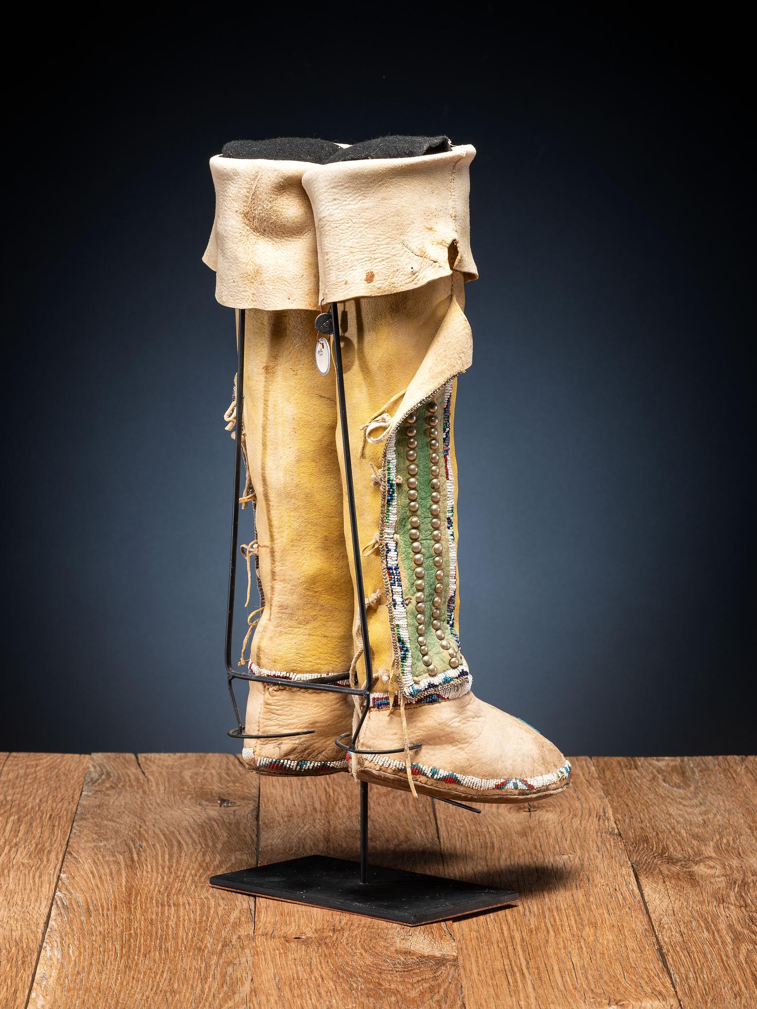 Comanche Beaded Hide Boot Moccasins