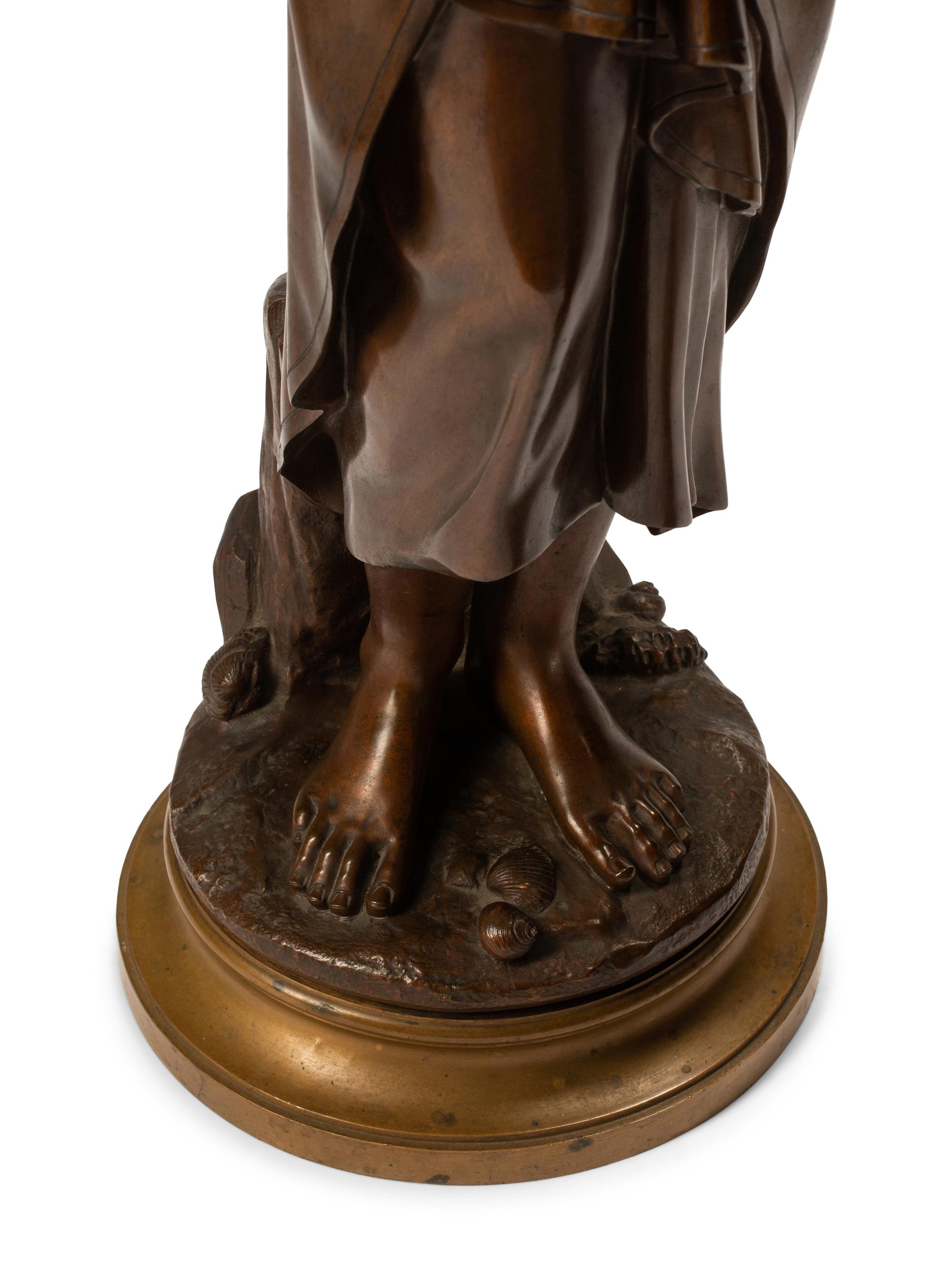 A Pair of French Bronze Figures with Gilt Bronze Bases