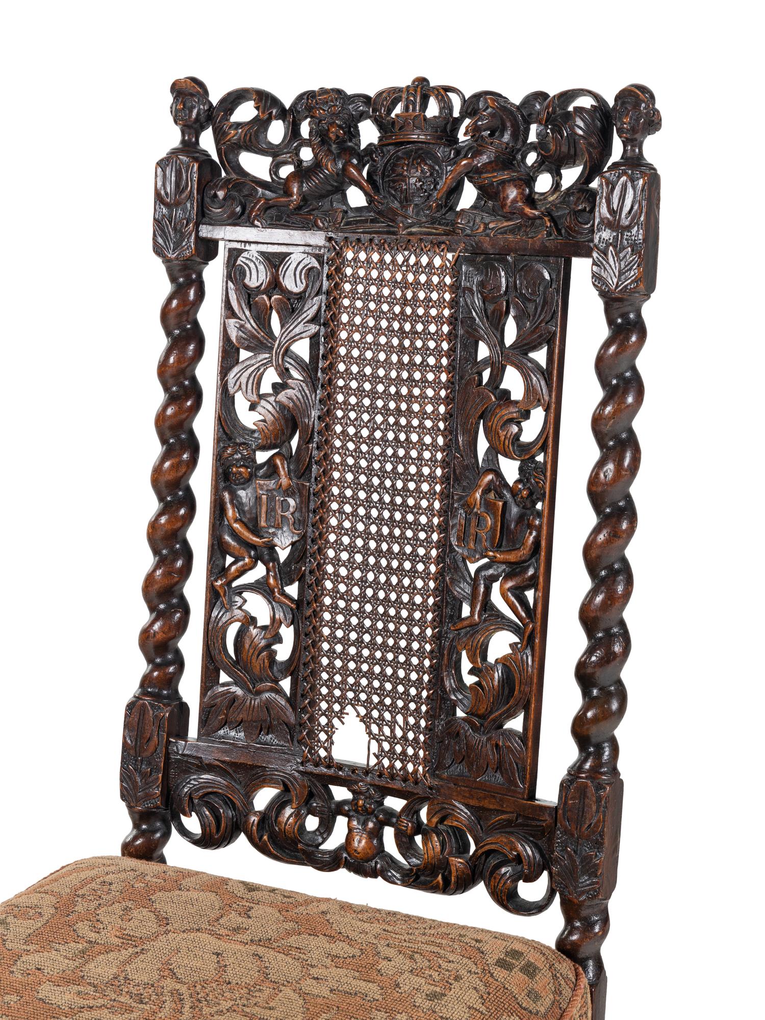A James II Carved Walnut Side Chair