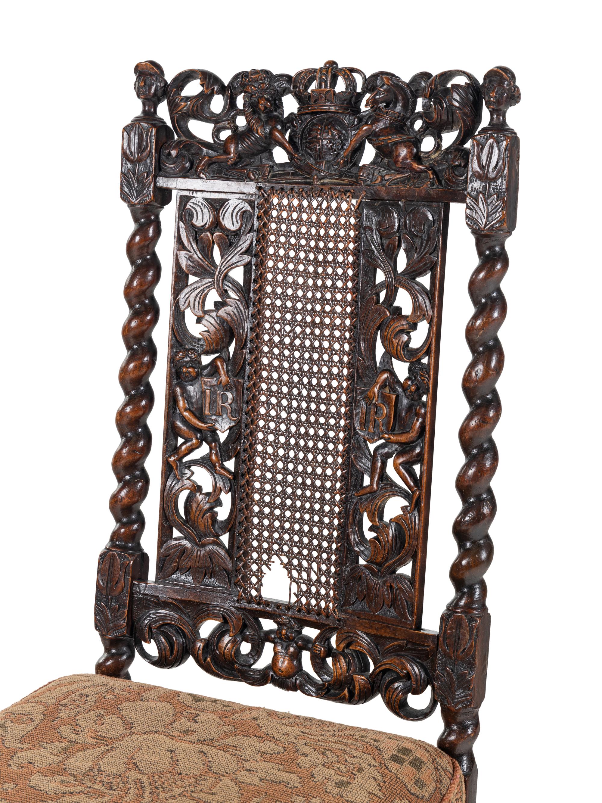 A James II Carved Walnut Side Chair