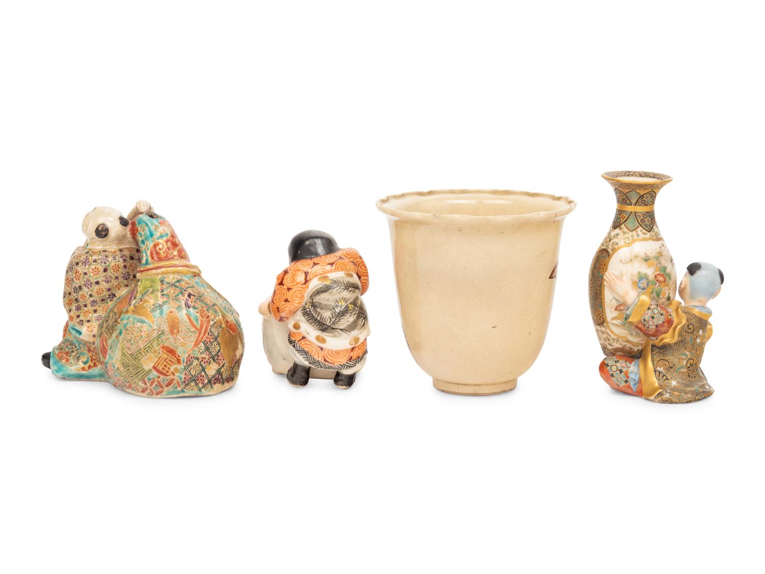 Four Japanese Satsuma 'Figural' Articles
