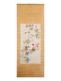Three Chinese Bamboo Mat Paintings