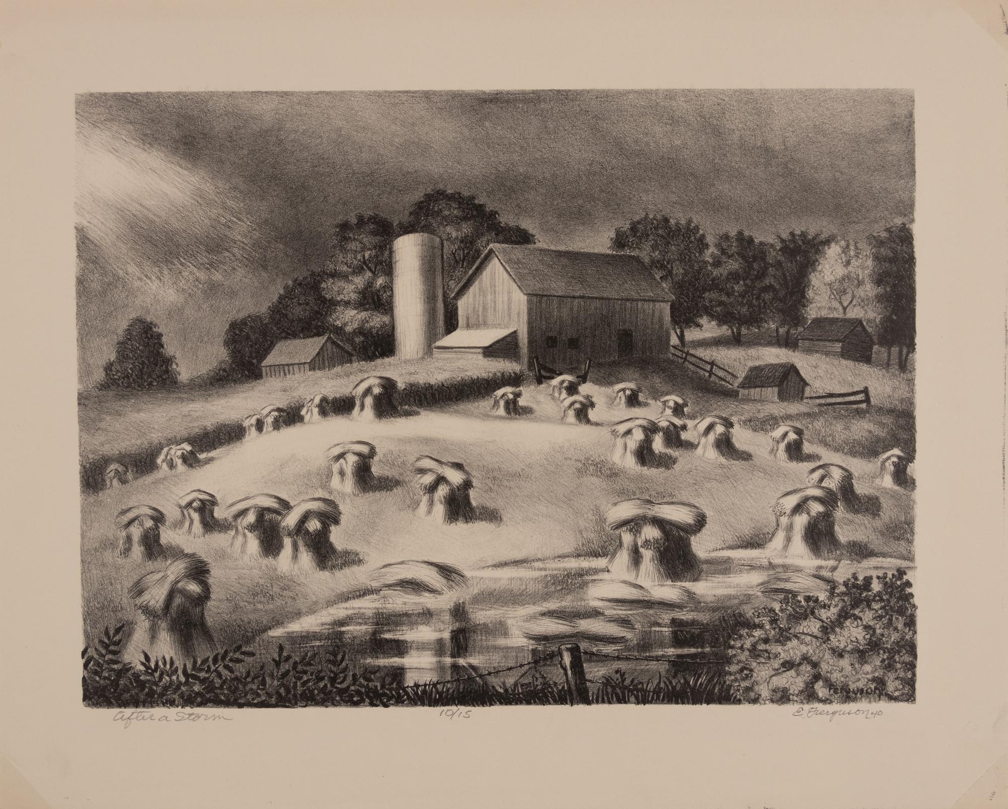 A pair of prints ( After a Storm; Grain Elevator )