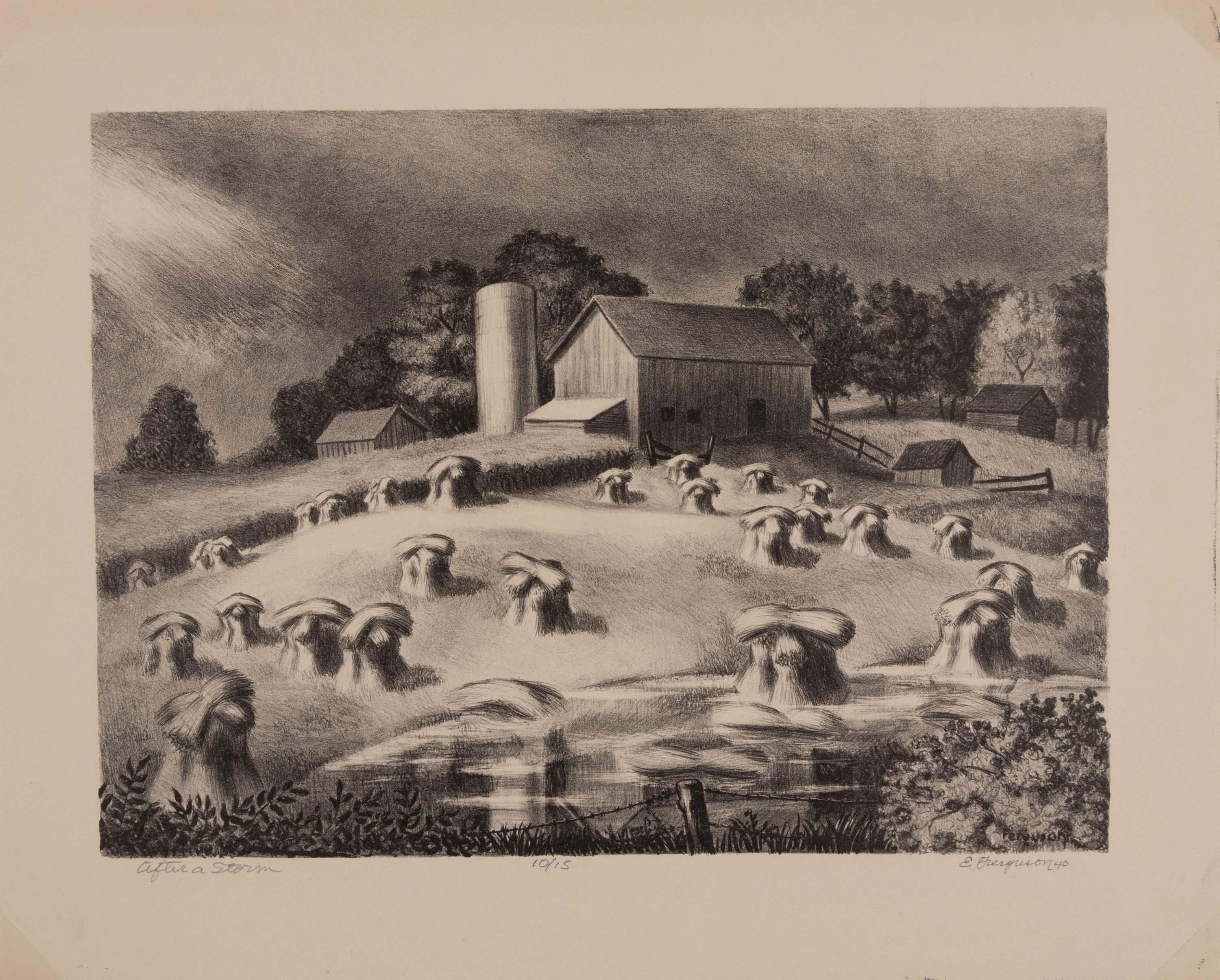 A pair of prints ( After a Storm; Grain Elevator )