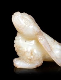 Four Chinese Pale Celadon Jade Carvings of Beasts