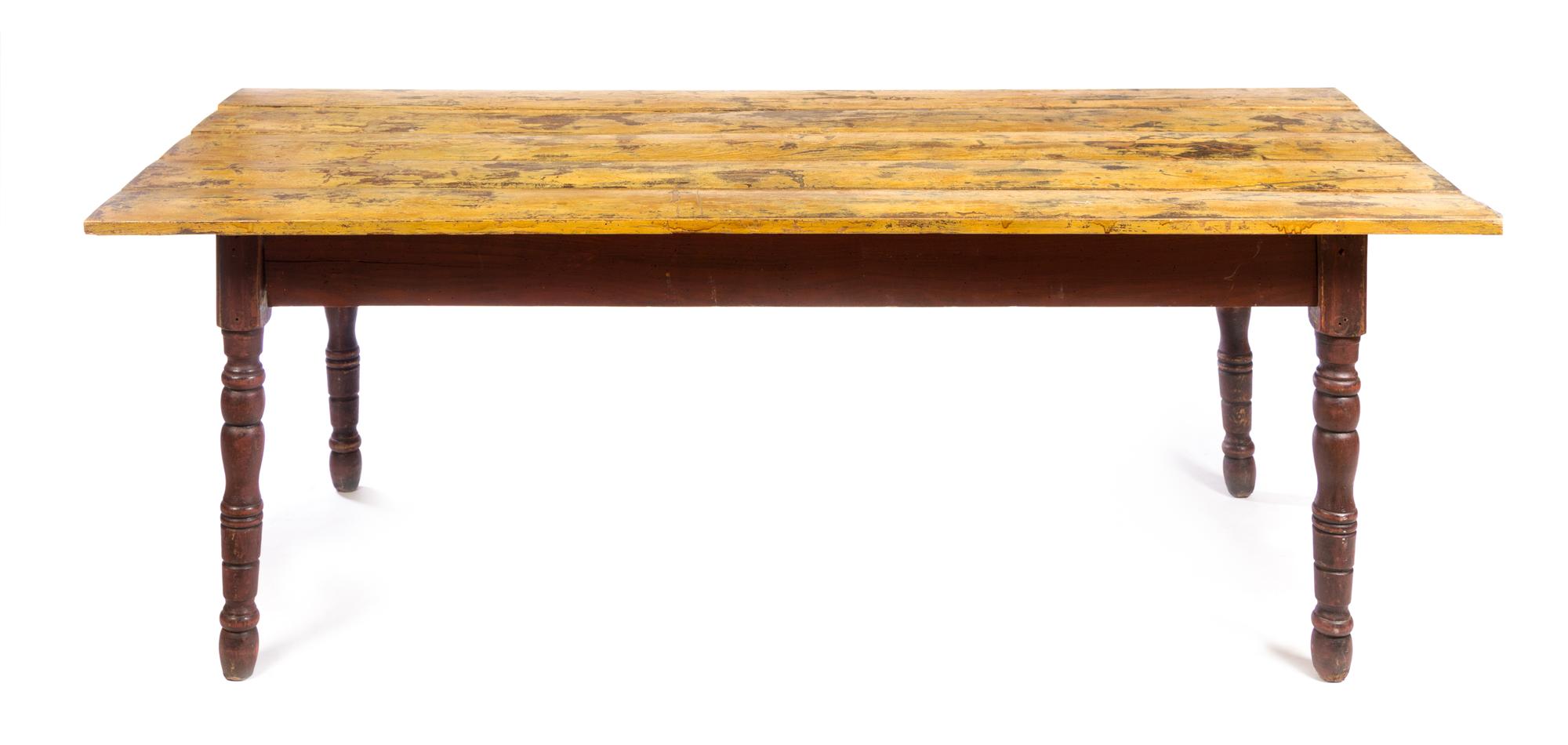 An American Painted Farm Table Height 27 1/2 x width 80 x depth 37 inches. — 20TH CENTURY WITH EARLIER ELEMENTS