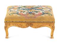 A Régence Needlepoint-Upholstered Giltwood Stool