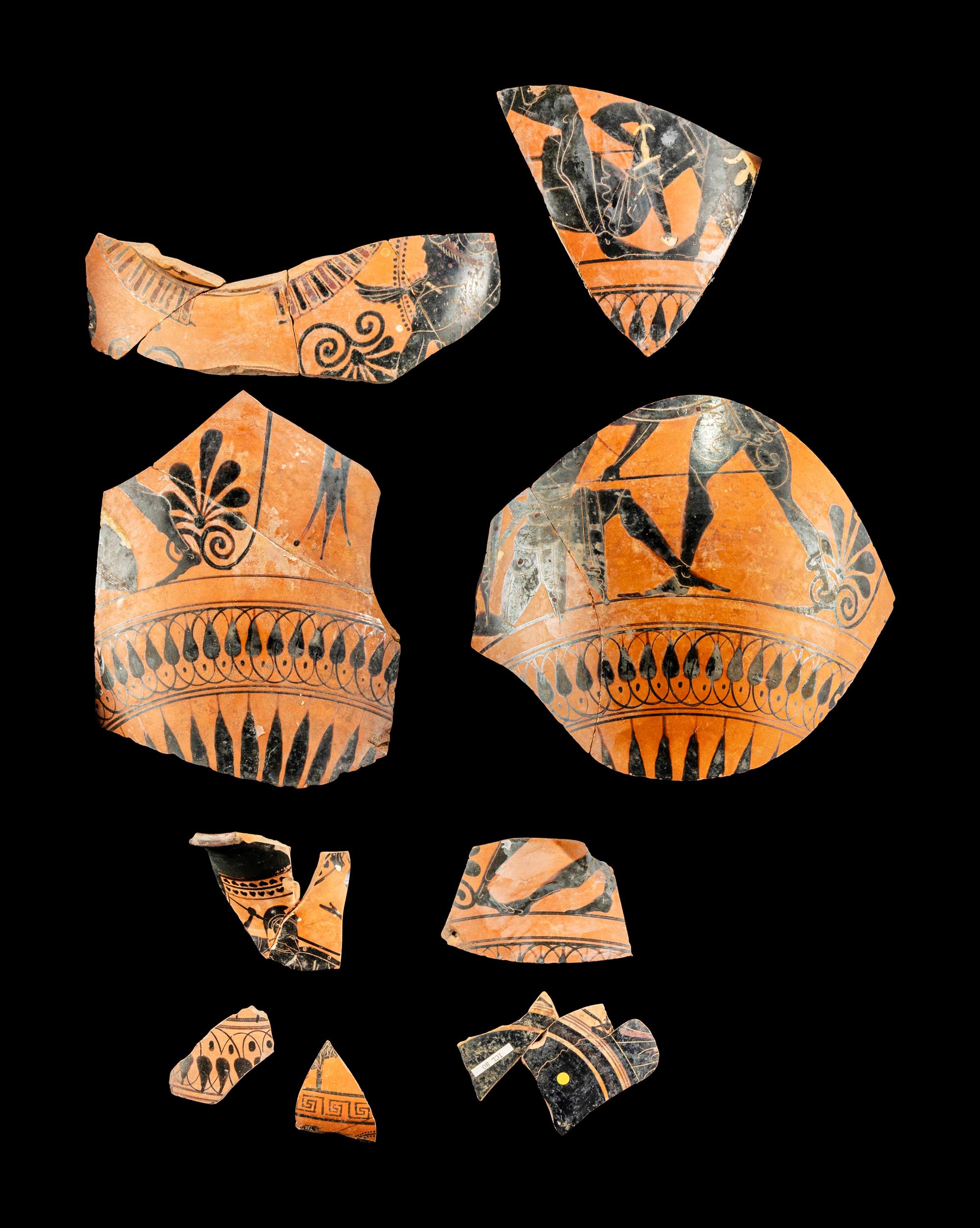 Nine Attic and Laconian Black-Figured Vase Fragments