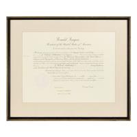 Reagan, Ronald (1911-2004). Partly engraved document signed ("Ronald Reagan") appointing J. William Middendorf II ambassador to the Organization of American States, Washington, D.C., 12 June 1981.