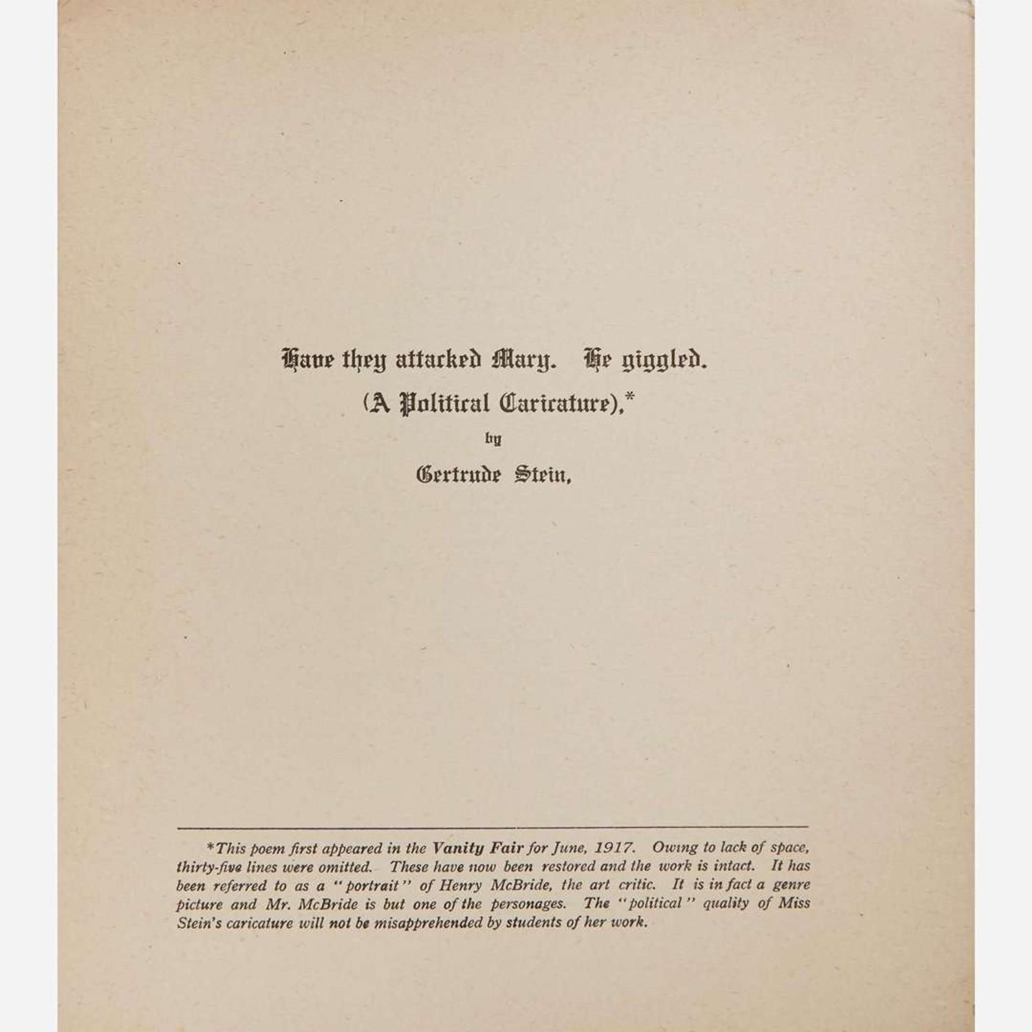 [Literature] Stein, Gertrude Group of 7 First Editions
