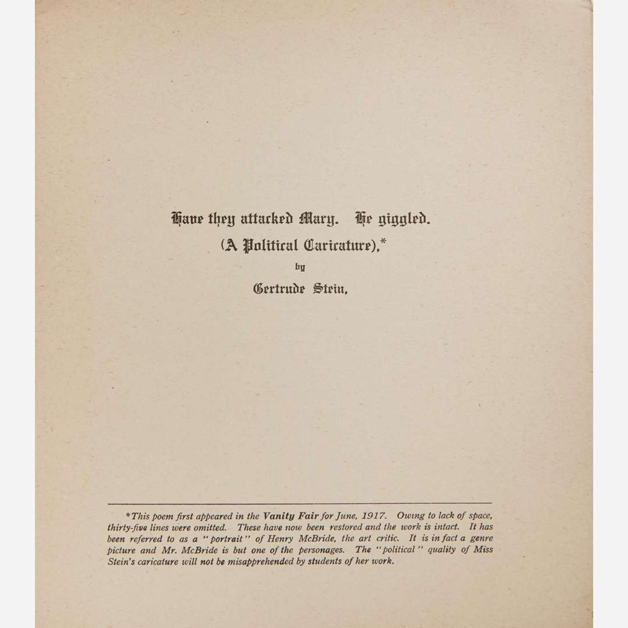 [Literature] Stein, Gertrude Group of 7 First Editions