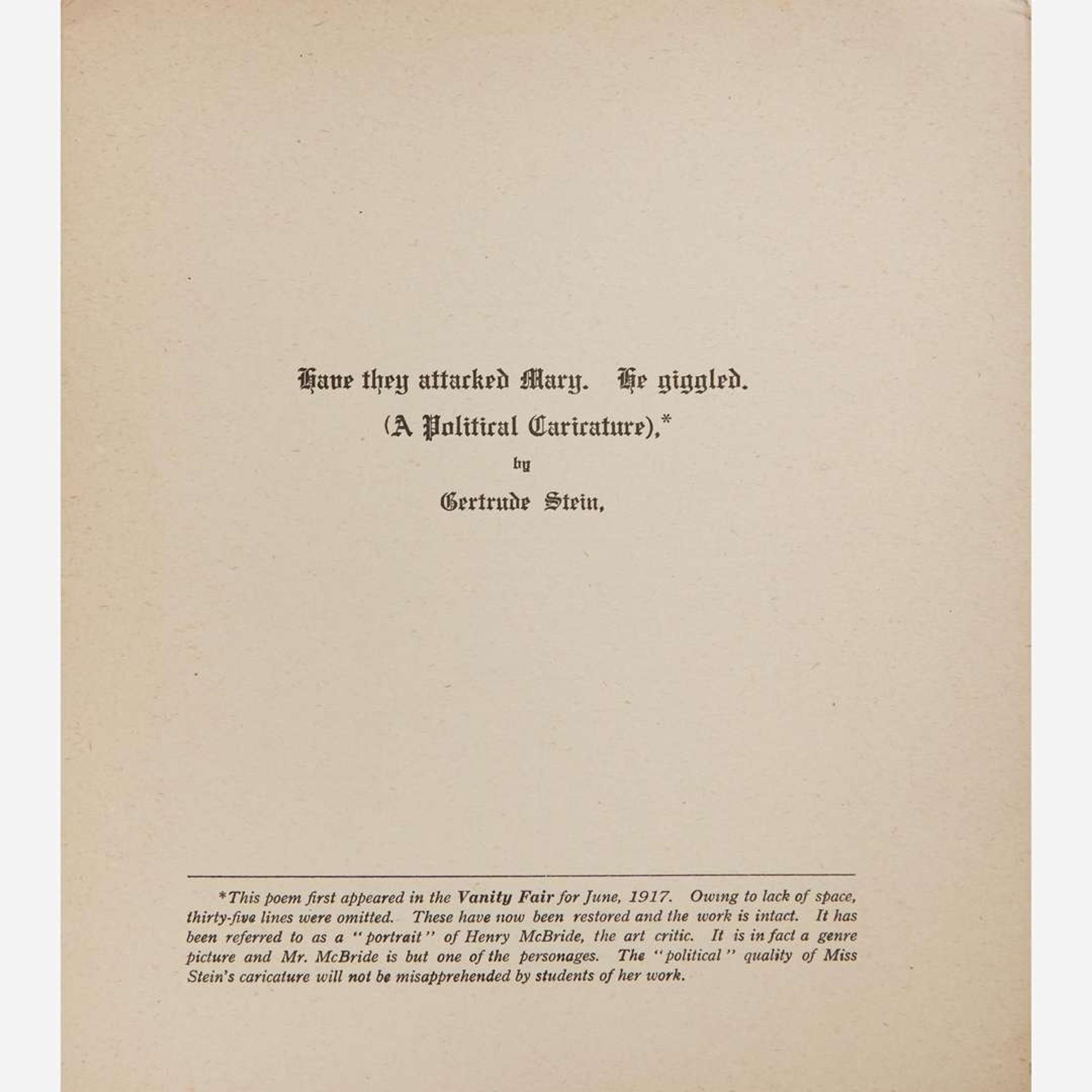 [Literature] Stein, Gertrude Group of 7 First Editions