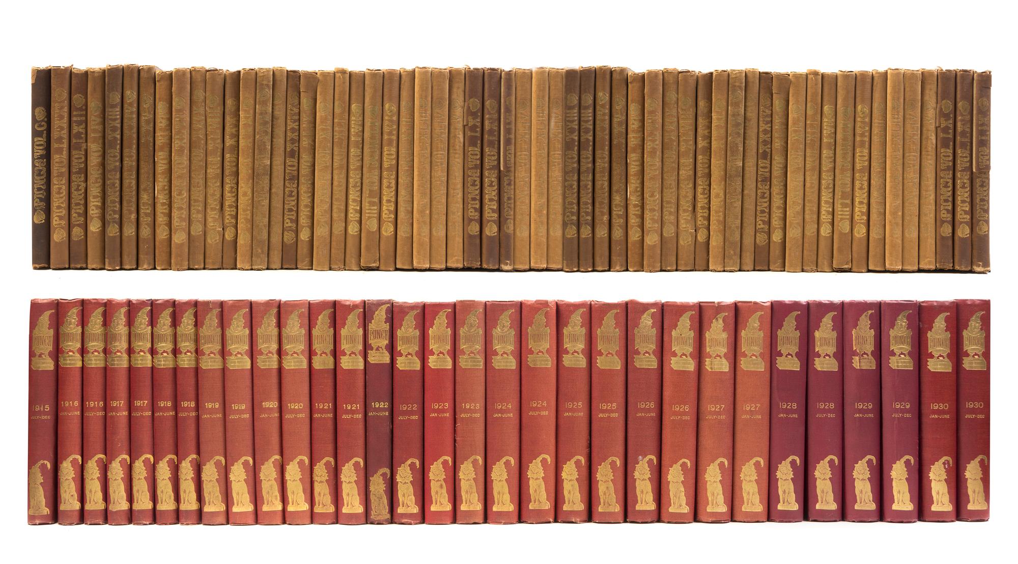 (PUNCH MAGAZINE). Punch: Or the London Charivari. London, 1841-1890. 214 vols. July-Dec. 1891 through July-Dec. 1946.
