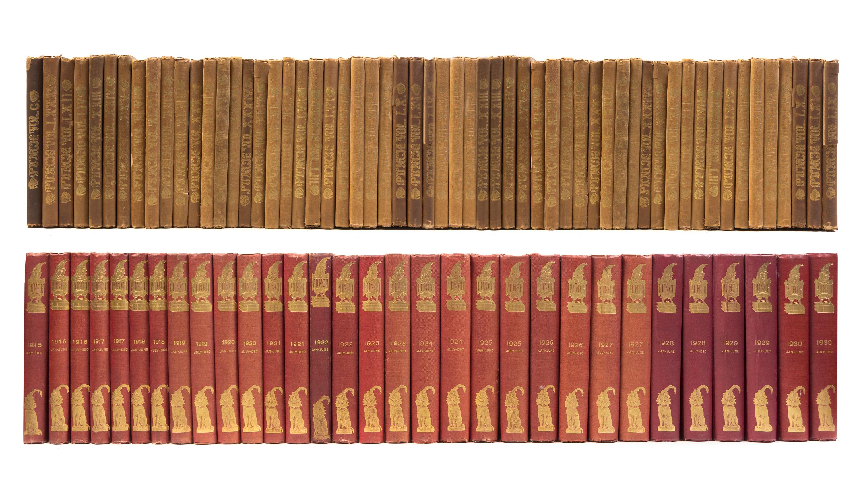 (PUNCH MAGAZINE). Punch: Or the London Charivari. London, 1841-1890. 214 vols. July-Dec. 1891 through July-Dec. 1946.
