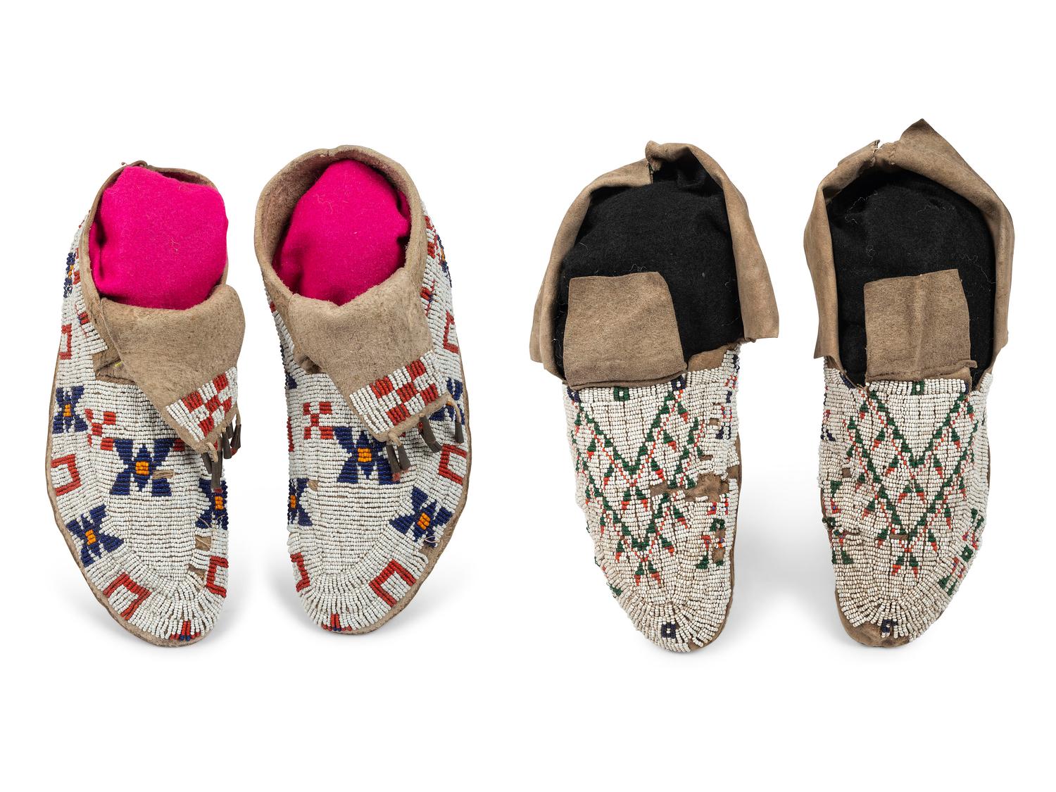 Sioux Beaded Hide Moccasins